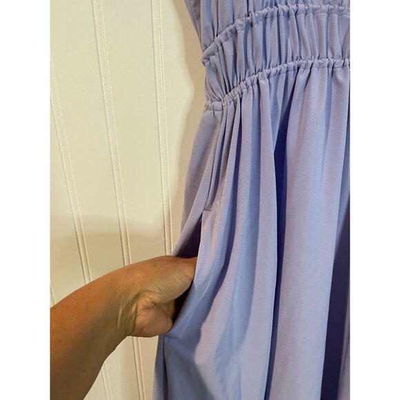 Zella Lavender Sleeveless Midi Dress With Cinched Waist & Pockets Size Large - Picture 3 of 11